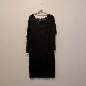 Black lace over slip dress